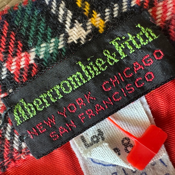 Vintage Abercrombie & Fitch Red Plaid Button-Front Maxi Skirt Size 8-READ - Picture 14 of 16